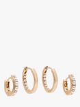 AllSaints Mini Pearls Huggie Hoop Earrings, Set of 2, Gold