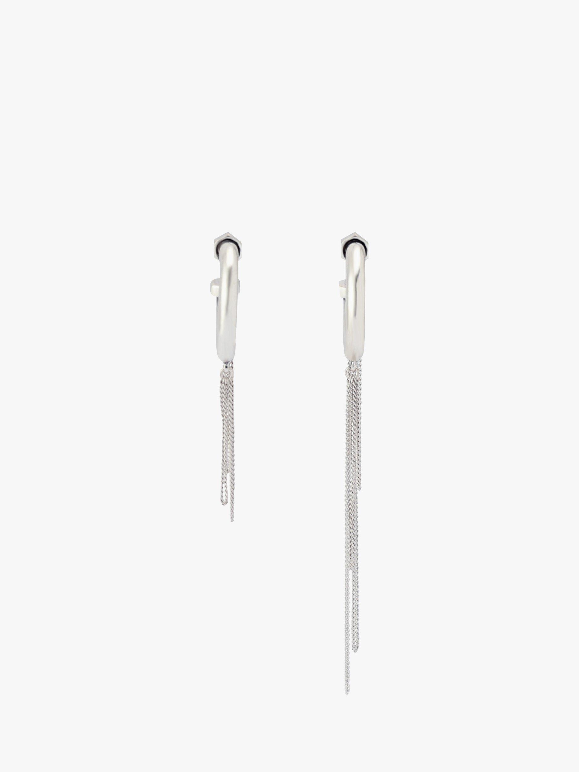 Product image 3 of 4, which shows AllSaints Dangle Chain Hoop Earrings, Warm Silver