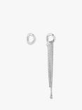 AllSaints Fringe Chain Earrings, Warm Silver