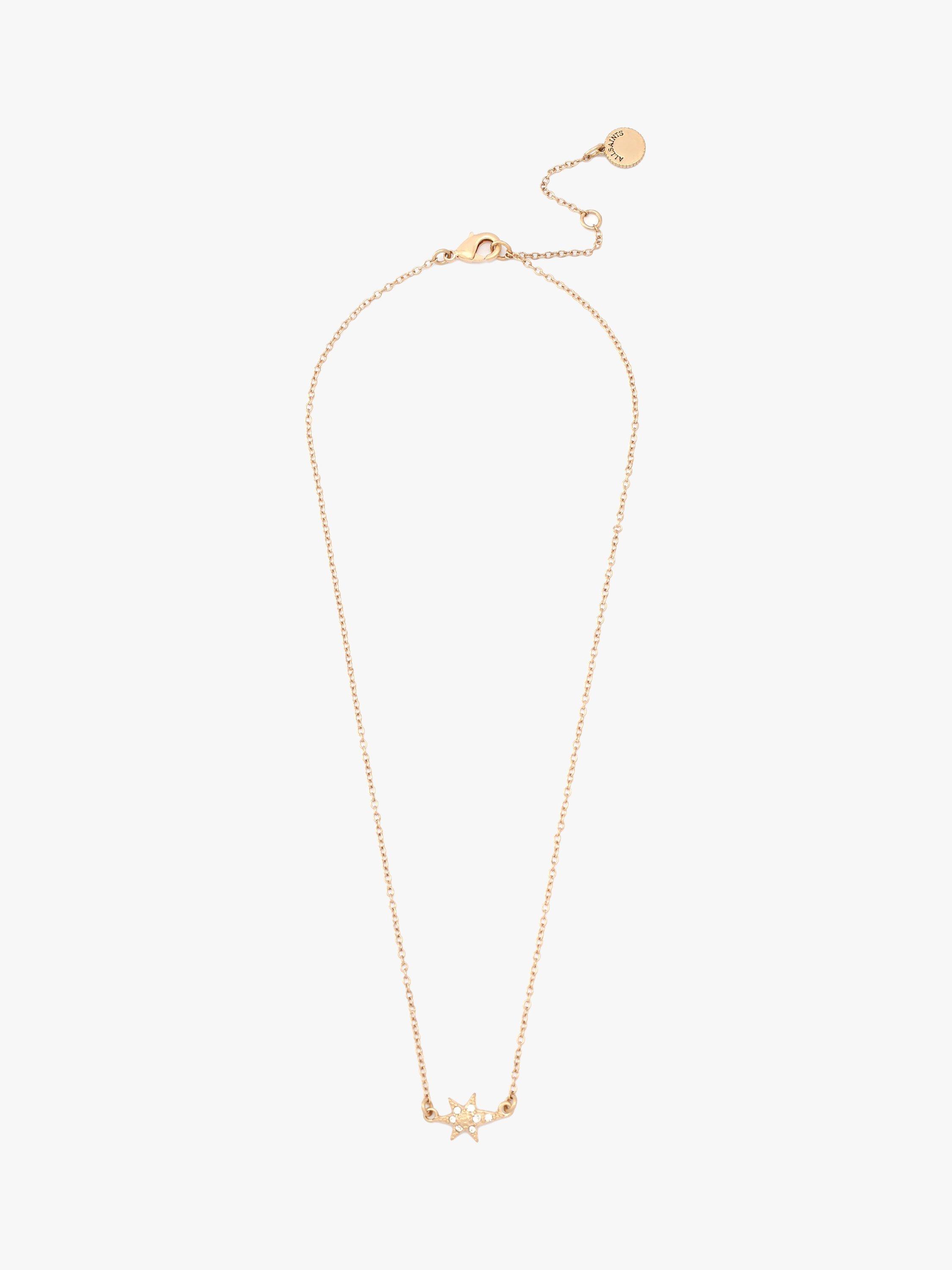 Product image 1 of 7, which shows AllSaints Celestial Star Pave Necklace and Stud Earrings Set, Gold