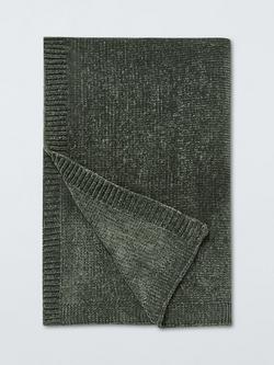 John Lewis Chunky Chenille Throw, Green Mid