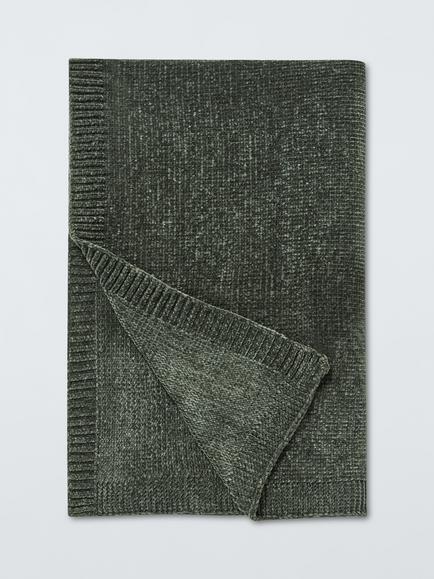 John Lewis Chunky Chenille Throw, Green Mid