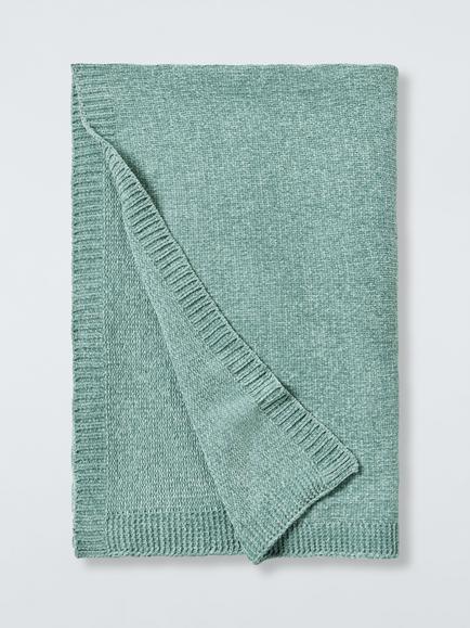 John Lewis Chunky Chenille Throw, Green Light