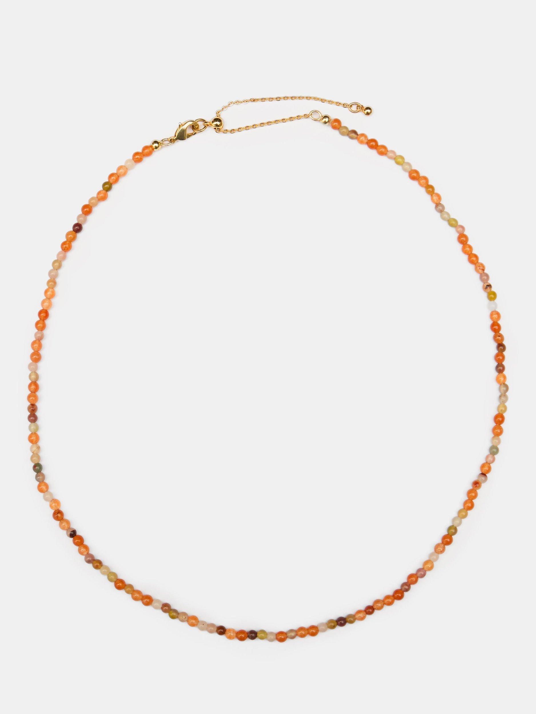 Product image 1 of 4, which shows HUSH Mini Beaded Necklace, Orange/Gold