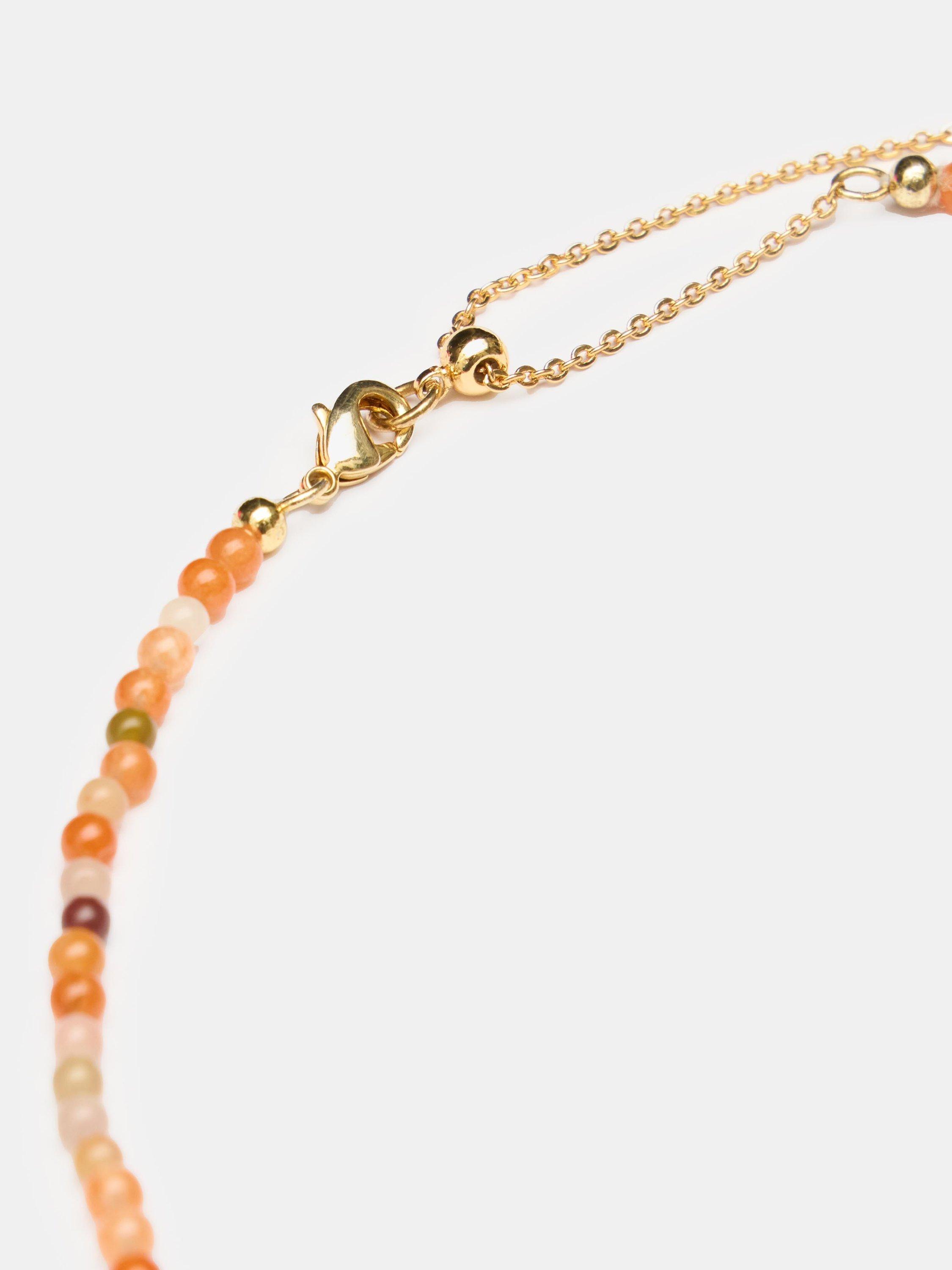 Product image 4 of 4, which shows HUSH Mini Beaded Necklace, Orange/Gold