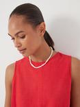 HUSH Freshwater Pearl T-Bar Necklace, Gold/Off White
