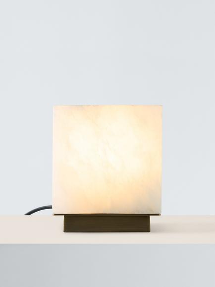 John Lewis Stonemen Cube Table Lamp, White, White
