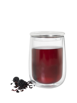 AdHoc Double Wall Glass Cup with Tea Infuser, Clear