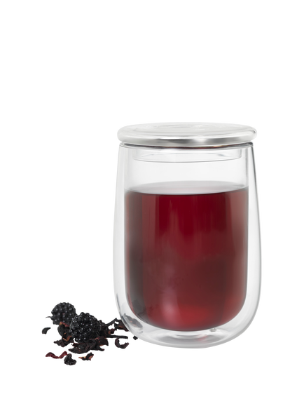 AdHoc Double Wall Glass Cup with Tea Infuser, Clear