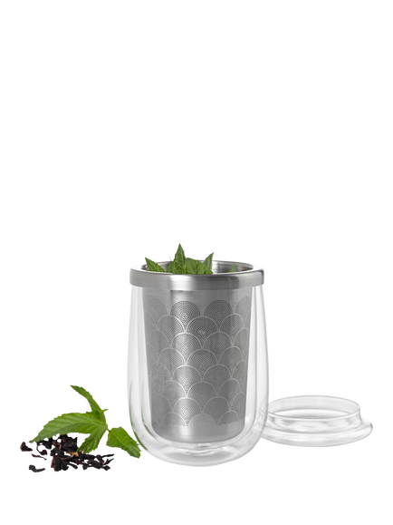 AdHoc Double Wall Glass Cup with Tea Infuser - view 2, Clear