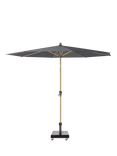 Pacific Riva Teak Centre Pole Round Parasol & Base with Cover, 3m, Anthracite Grey