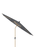 Pacific Riva Teak Centre Pole Round Parasol & Base with Cover, 3m, Anthracite Grey