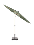 Pacific Riva Teak Centre Pole Round Parasol & Base with Cover, 3m, Olive Green