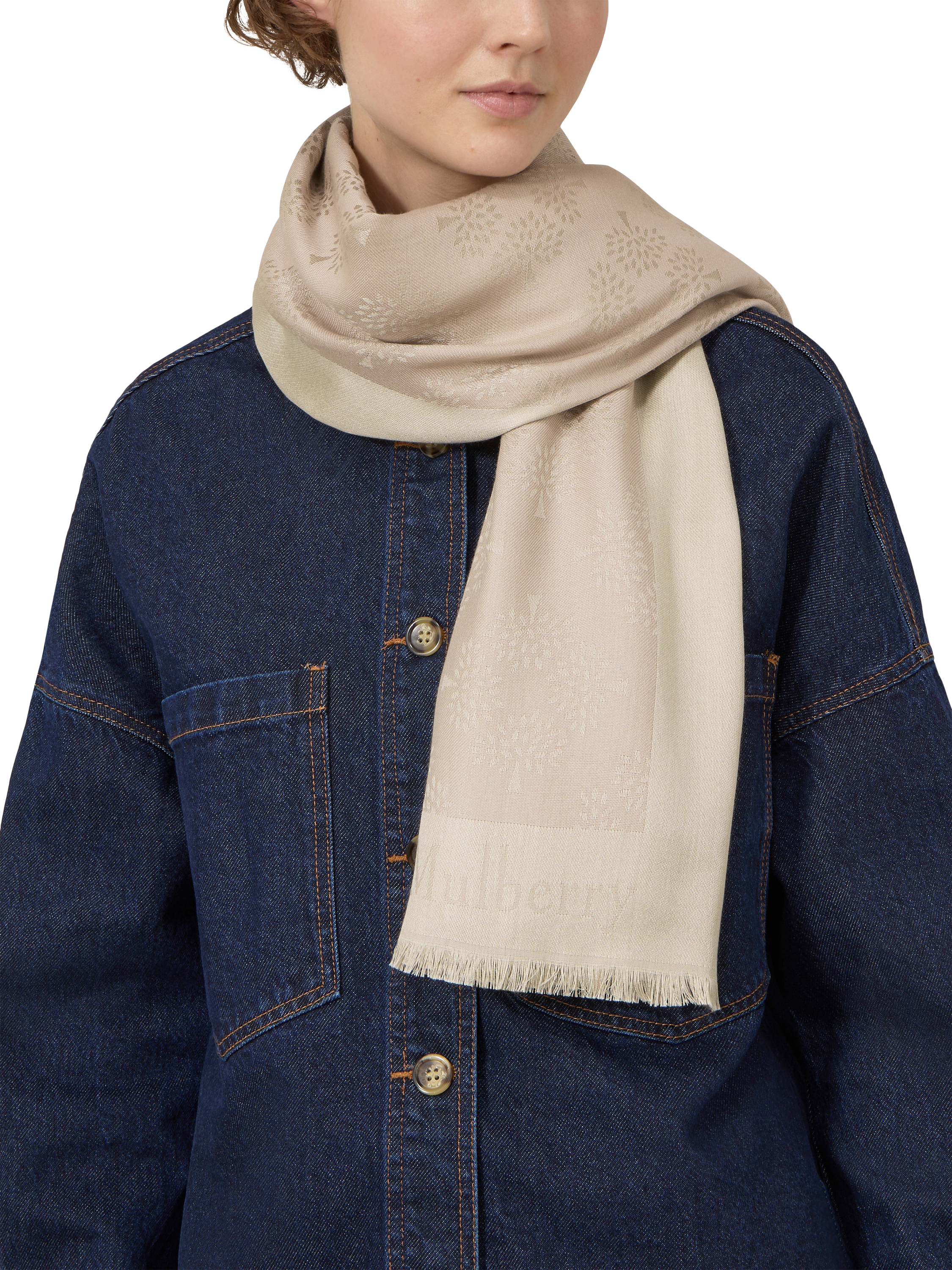 Mulberry Tree Rosewater Silk Blend Square Scarf, Cashmere Taupe