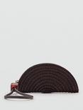 Mango Raffia Zipped Fan Bag, Dark Brown