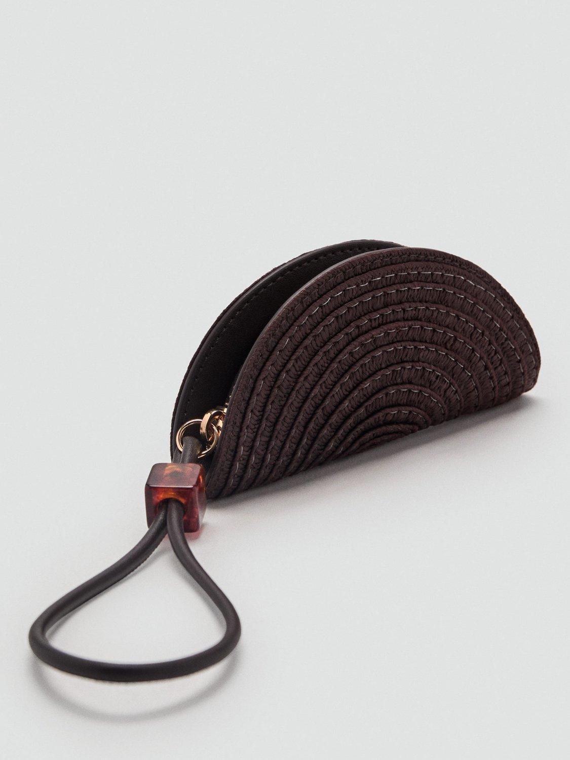 Product image 2 of 5, which shows Mango Raffia Zipped Fan Bag, Dark Brown