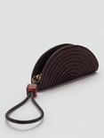 Mango Raffia Zipped Fan Bag, Dark Brown