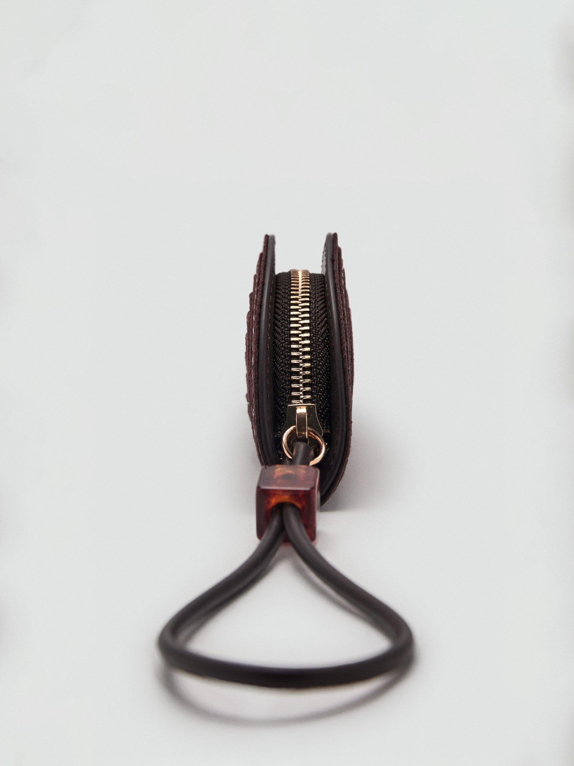 Product image 3 of 5, which shows Mango Raffia Zipped Fan Bag, Dark Brown