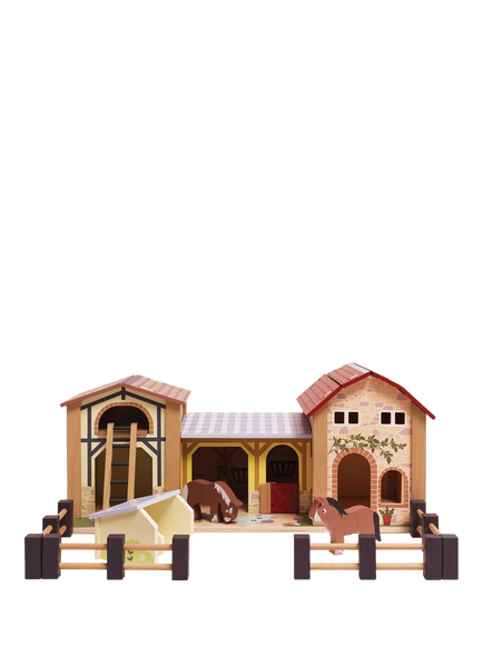 Le Toy Van Wooden Farmyard Stable - view 2, Multi Multi