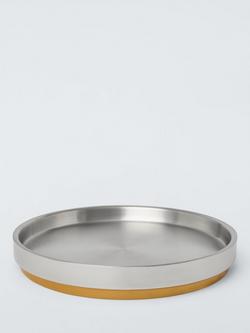 John Lewis Vintage Round Stainless Steel Cocktail Drinks Tray, Gold, Gold