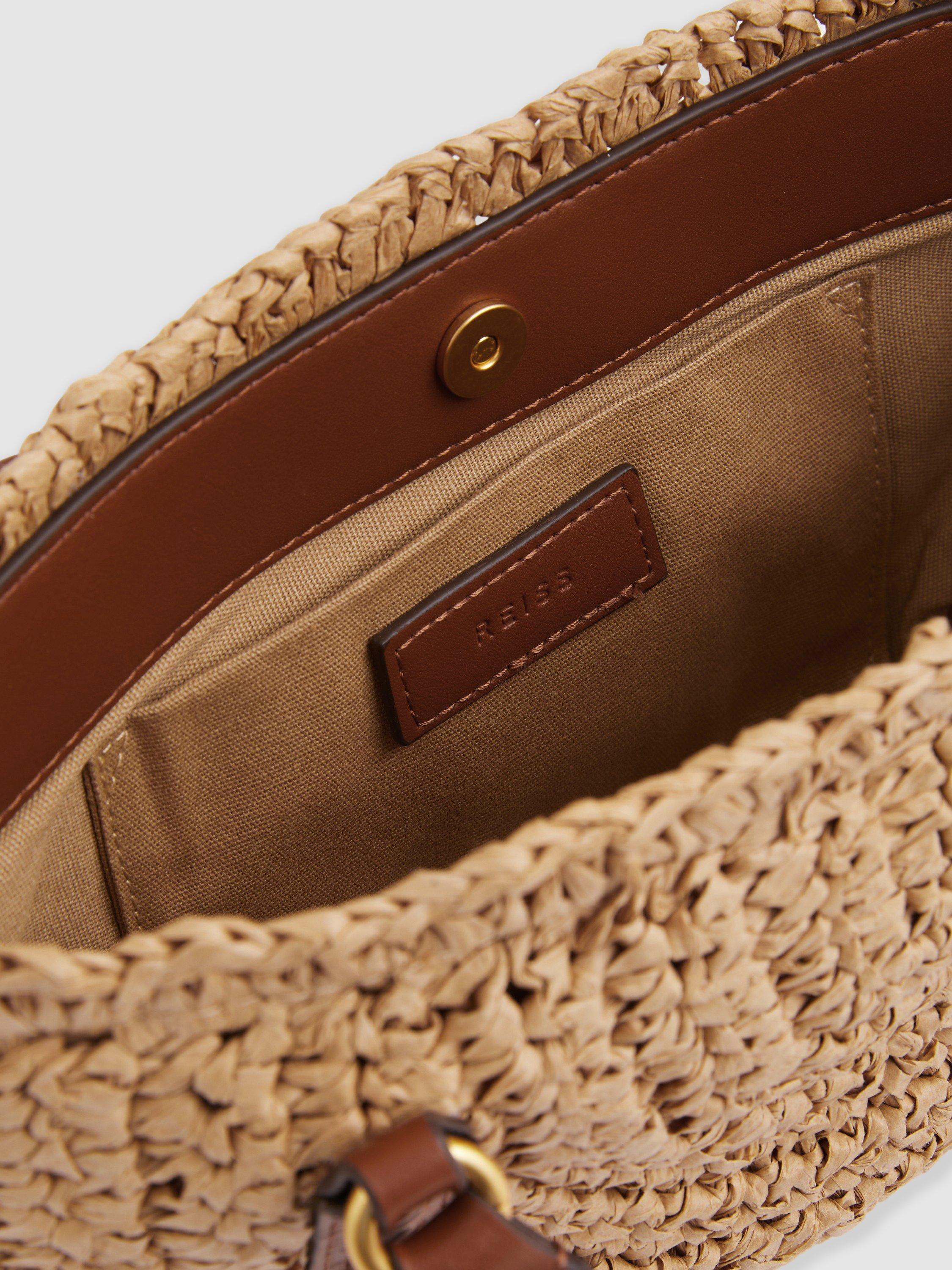 Product image 4 of 5, which shows Reiss Eden Raffia Woven Tote Bag, Natural