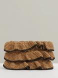 Reiss Raya Raffia Ruffle Clutch Bag, Natural