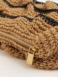 Reiss Raya Raffia Ruffle Clutch Bag, Natural