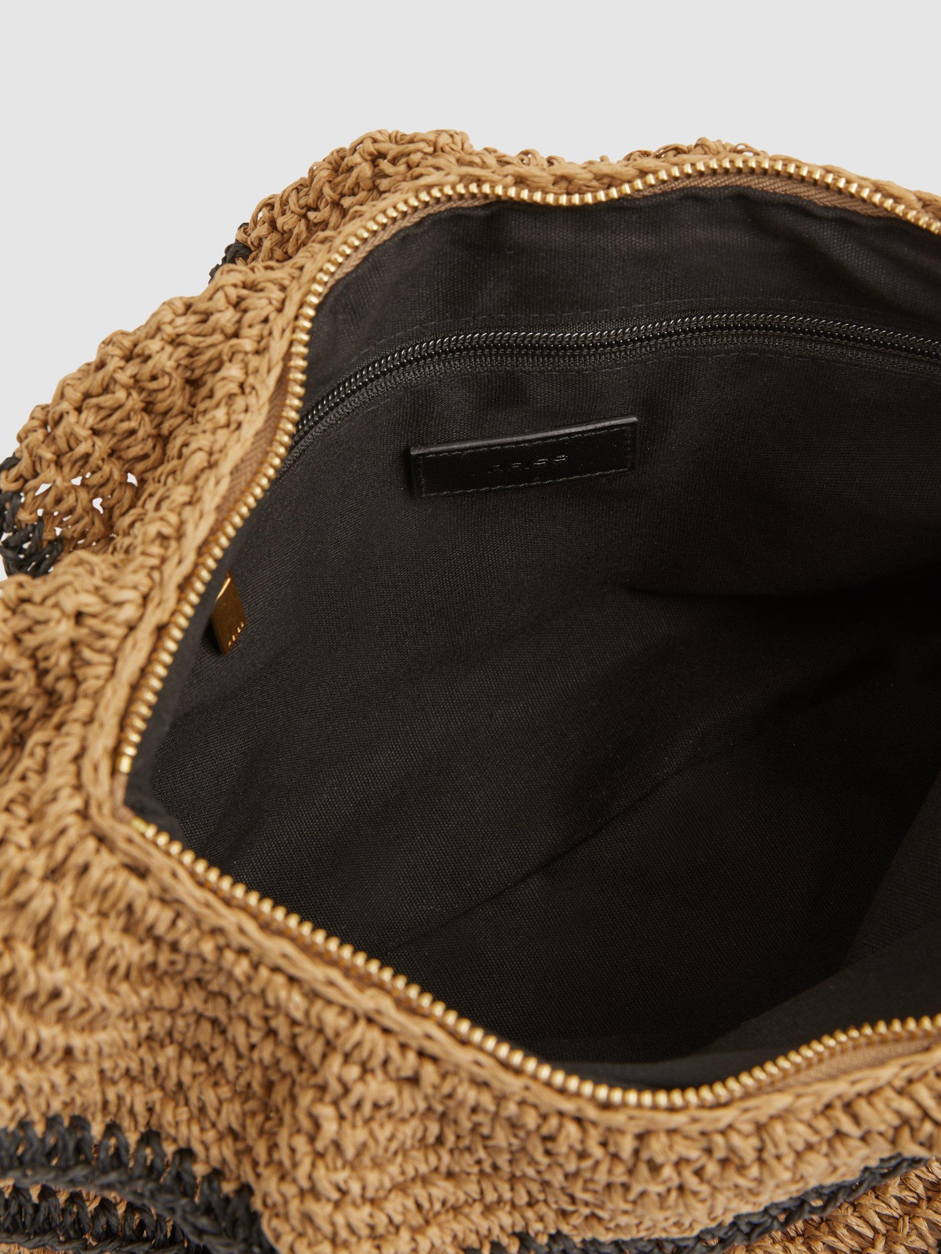 Product image 4 of 5, which shows Reiss Raya Raffia Ruffle Clutch Bag, Natural