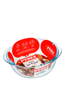 Pyrex Round Glass Air Fryer Dish, 18cm, Clear - view 2, Clear