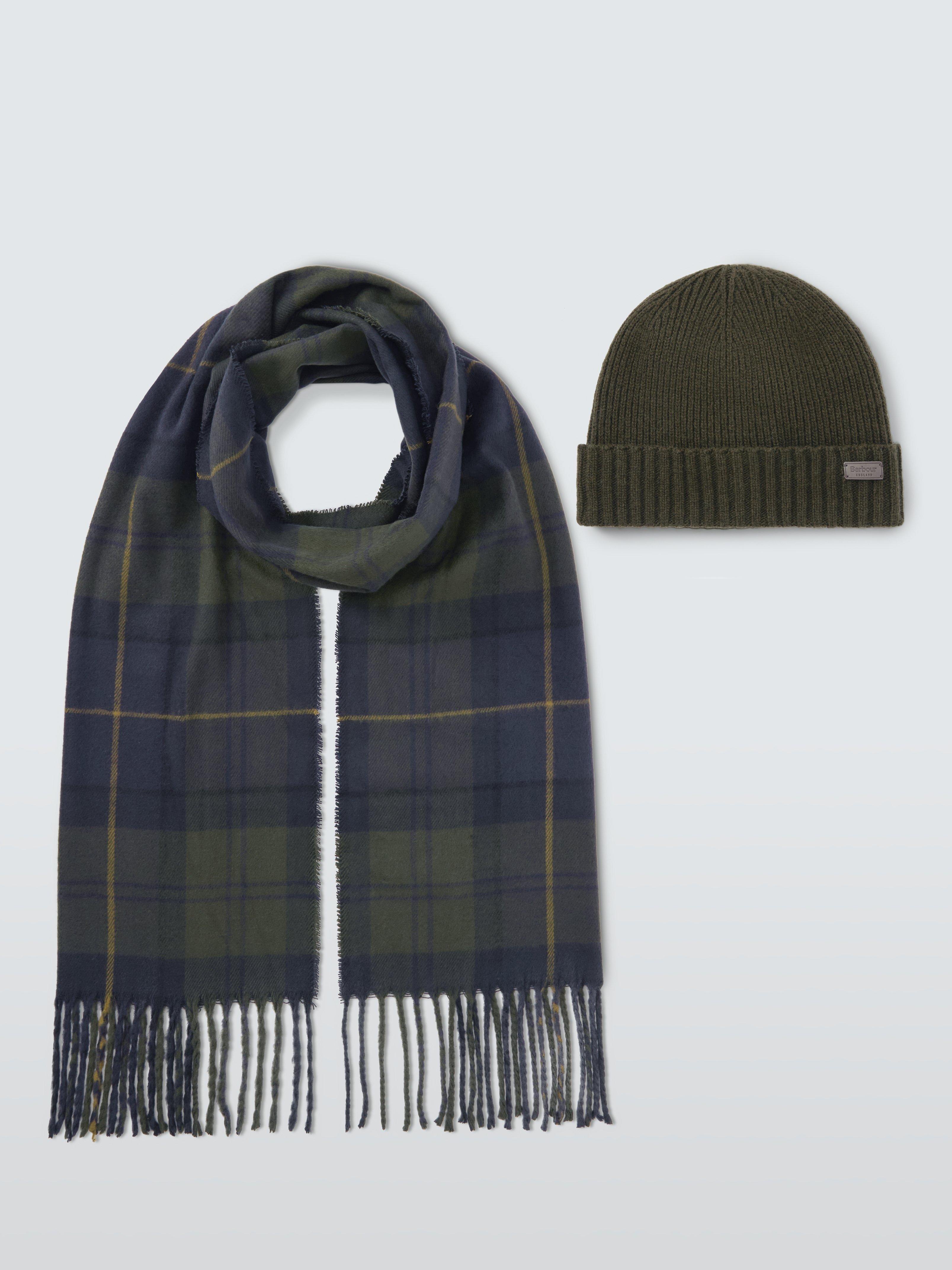 Barbour Conrad Beanie Hat & Scarf Gift Set, Olive Night