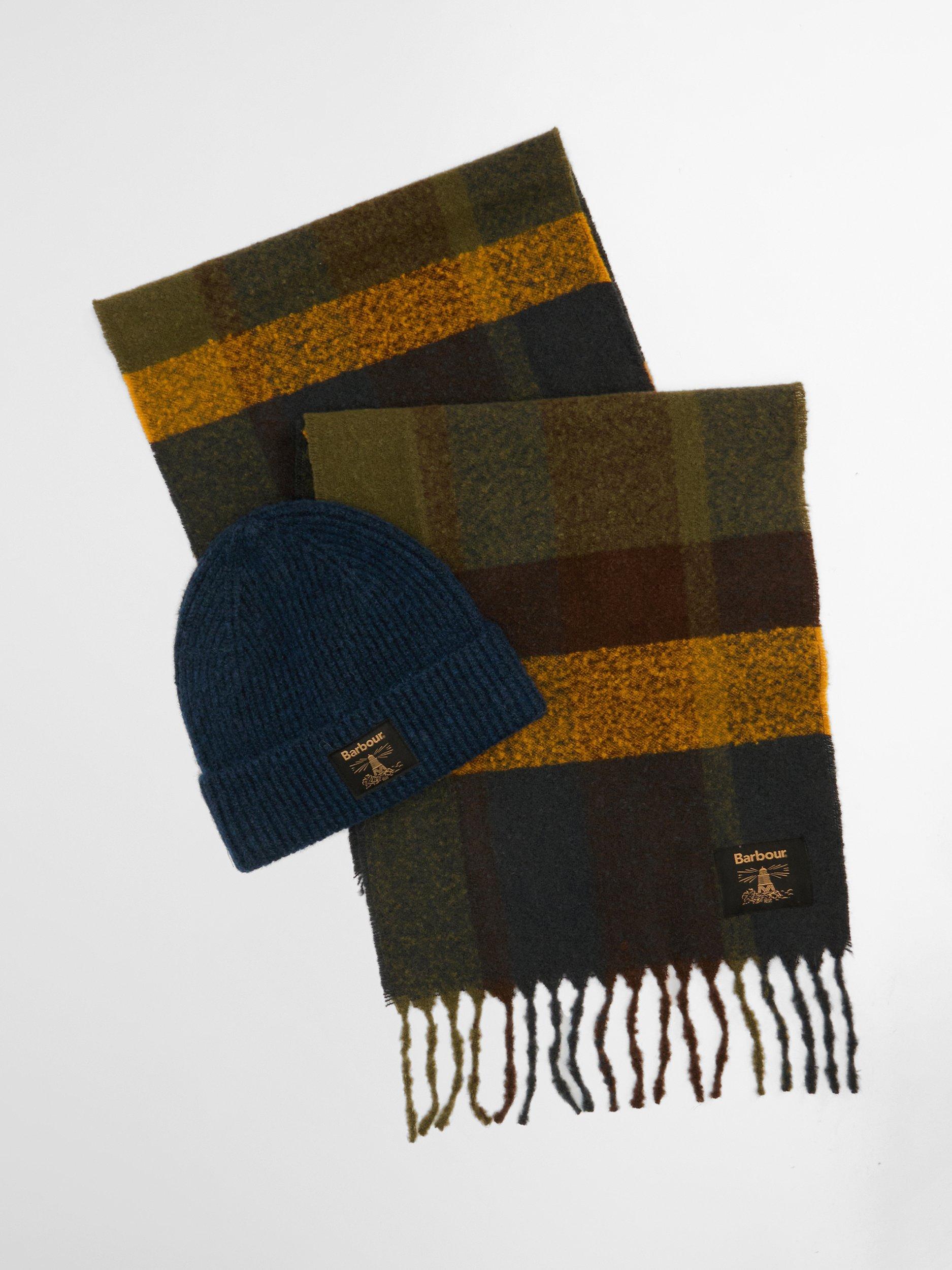 Product image 1 of 10, which shows Barbour Westerdale Beanie and Scarf Gift Set, Classic