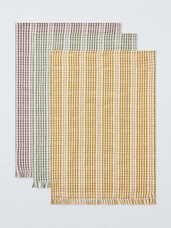 John Lewis Farmhouse Check Cotton Tea Towel, Set of 3, Multi, Multi