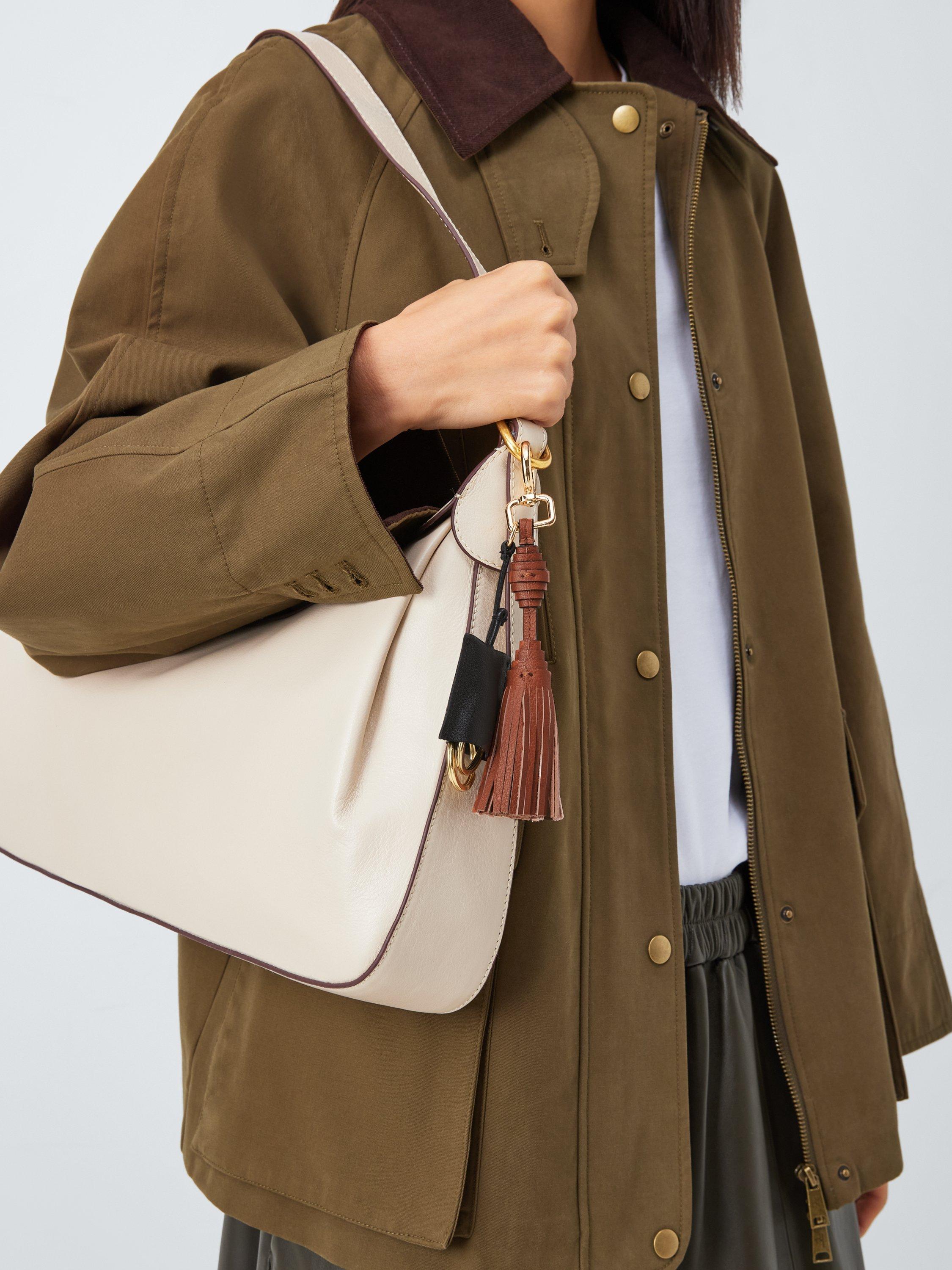 Product image 2 of 3, which shows John Lewis Leather Tassel Bag Charm, Tan