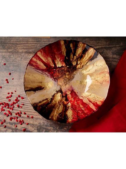 Anton Studio Designs Decorative Abstract Glass Bowl, 40cm, Red - view 2, 