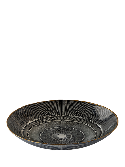 Anton Studio Designs Aztec Glass Bowl, 40cm, Black, Black