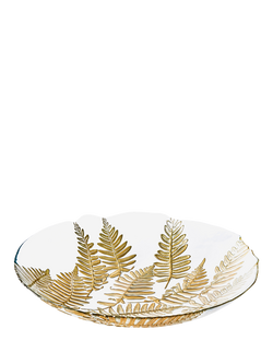 Anton Studio Designs Decorative Fern Glass Bowl, 40cm, Gold, 