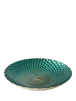 Anton Studio Designs Decorative Peacock Glass Bowl, 41cm, Blue, 