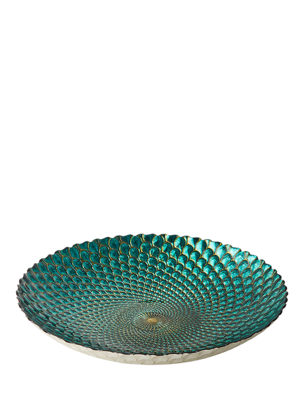 Anton Studio Designs Decorative Peacock Glass Bowl, 41cm, Blue, 