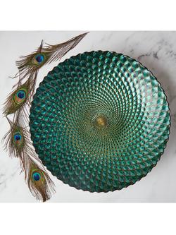 Anton Studio Designs Decorative Peacock Glass Bowl, 41cm, Blue - view 2, 