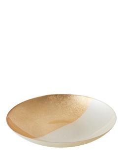 Anton Studio Designs Decorative Fusion Glass Bowl, 40cm, White/Gold, 