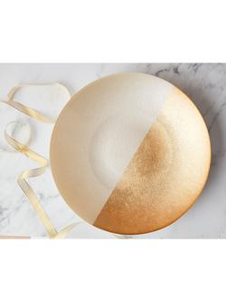 Anton Studio Designs Decorative Fusion Glass Bowl, 40cm, White/Gold - view 2, 