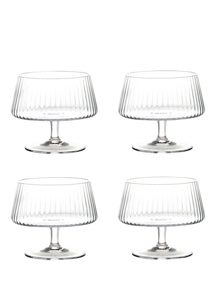 Anton Studio Designs Empire Footed Glass Trifle Bowl, Set of 4, 10.5cm, Clear, 