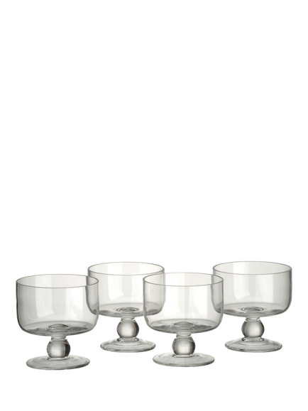 Artland Simplicity Footed Glass Dessert Coupe Bowl, Set of 4, 11cm, Clear, 