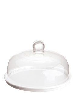 BIA Porcelain Cake Plate & Glass Dome, 28.5cm, White/Clear, 