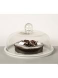 BIA Porcelain Cake Plate & Glass Dome, 28.5cm, White/Clear
