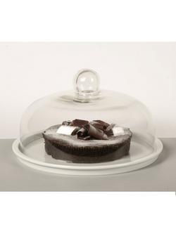BIA Porcelain Cake Plate & Glass Dome, 28.5cm, White/Clear - view 2, 