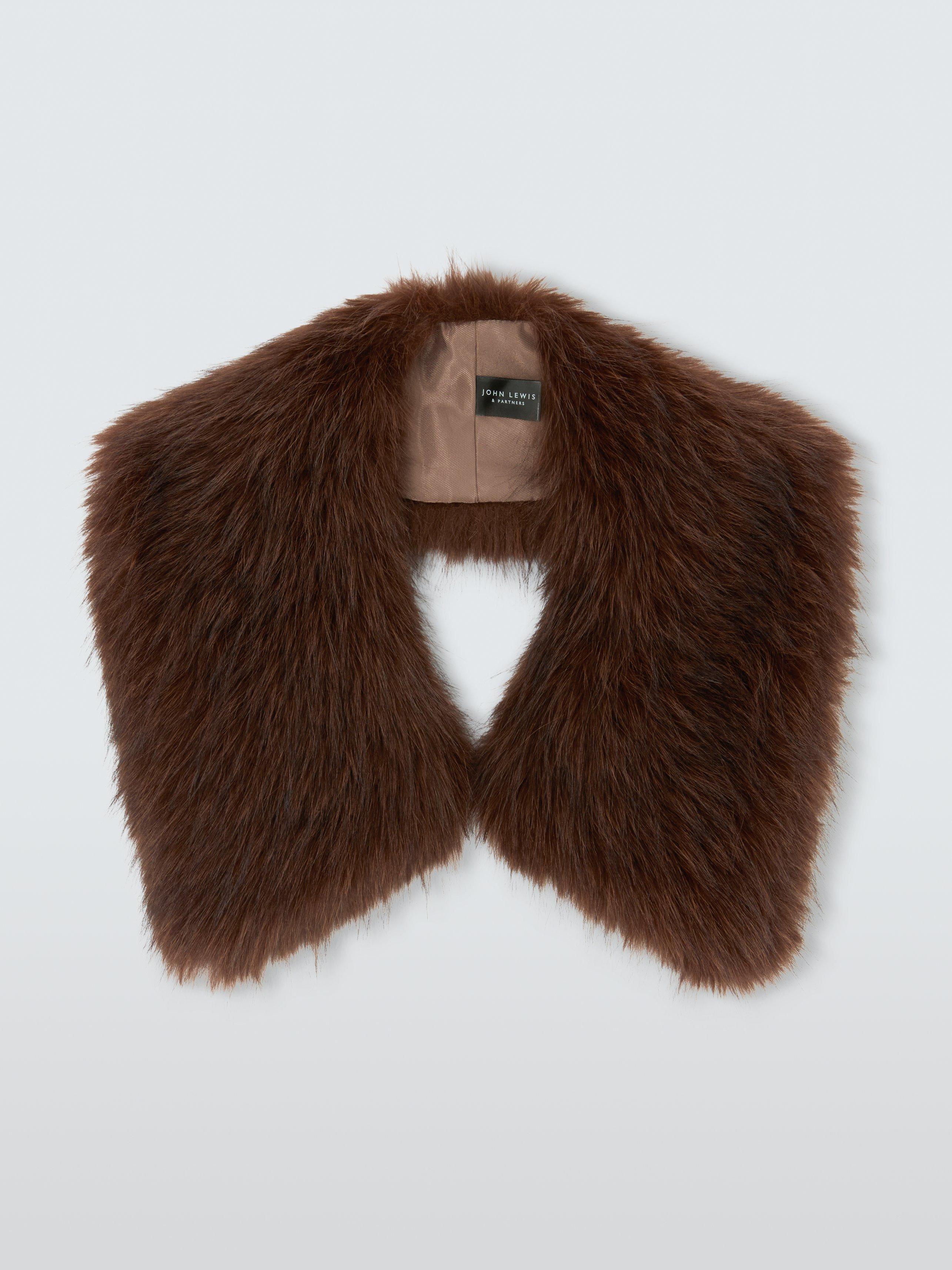 Product image 3 of 4, which shows John Lewis Faux Fur Collar, Chocolate