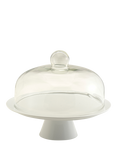 BIA Porcelain Cake Stand & Glass Dome, 30.5cm, White/Clear