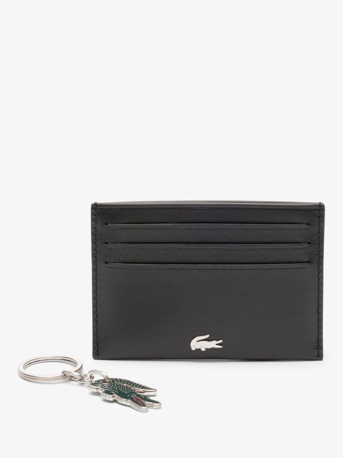 Product image 1 of 3, which shows Lacoste Card Holder and Keyring Gift Set, Black Black