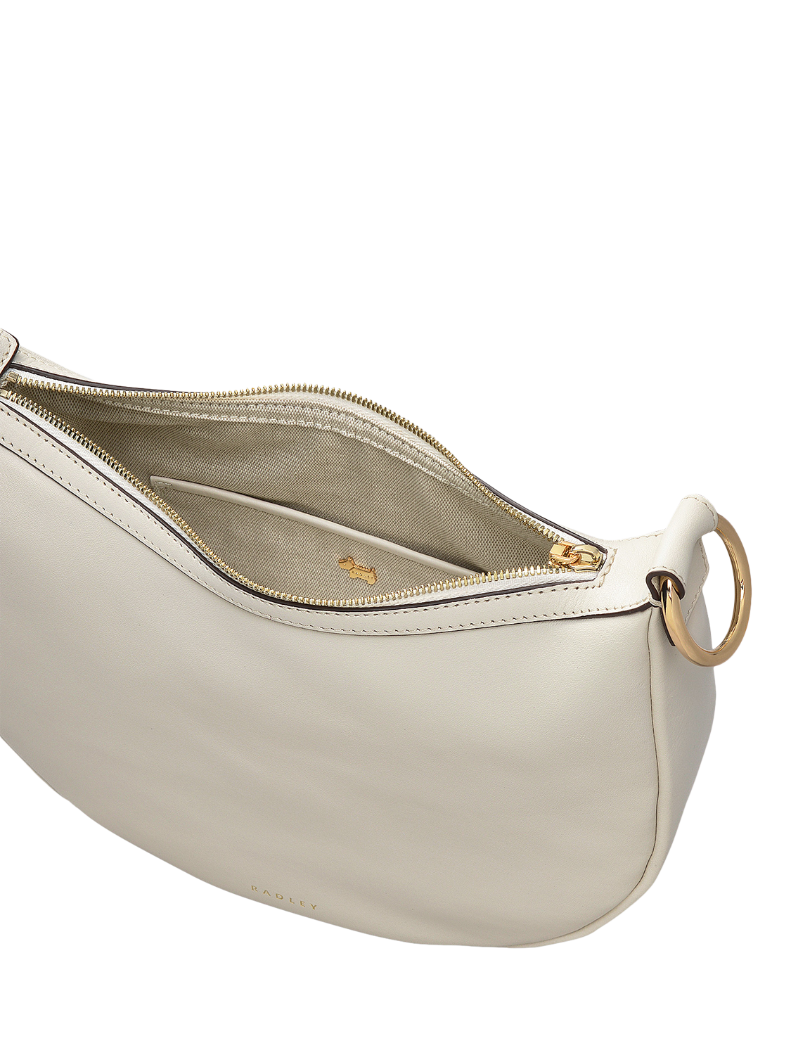Product image 3 of 6, which shows Radley Harrington Leather Medium Zip Top Clutch Bag, Chalk